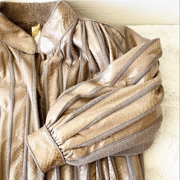 VINTAGE HETTABRETZ 1970s Reptile Leather Jacket w/ Mohair Interior, RARE! - Picture 5 of 15